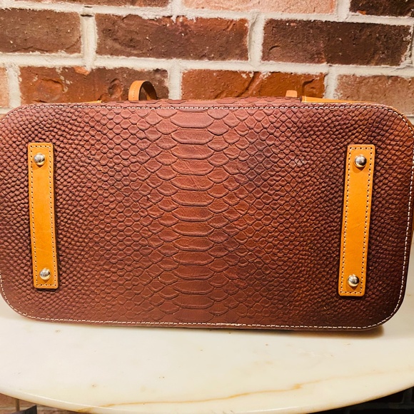 Dooney & Bourke Brown Leather Tote with Buckle Details - Picture 7 of 13